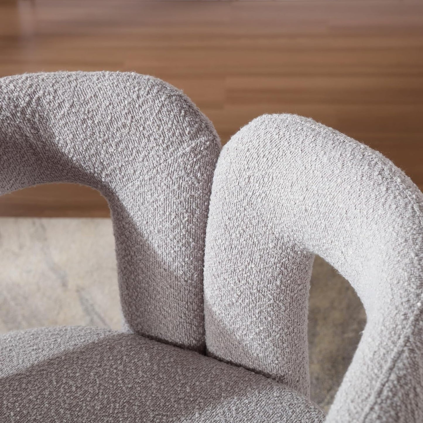 Tansole Swivel Accent Arm Chair Set of 2, Modern Boucle Upholstered 360 Degree Swivel Round Small Barrel Chair, Comfy Leisure Side Chair for Living Room, Bedroom,Light Gray,2