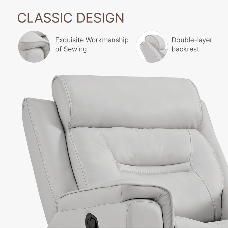 CHITA Recliner Chair for Adults Swivel Rocker Recliner with Adjustable Headrest for Living Room Faux Leather Home Theater Seating,Dark Brown