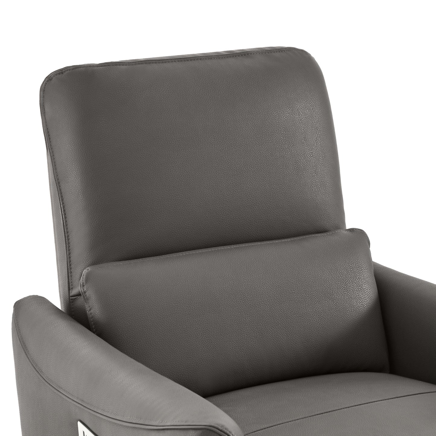 Faux Leather Power Recliner, Nursery Swivel Glider Rocker with USB, Charcoal Gray for Living Room