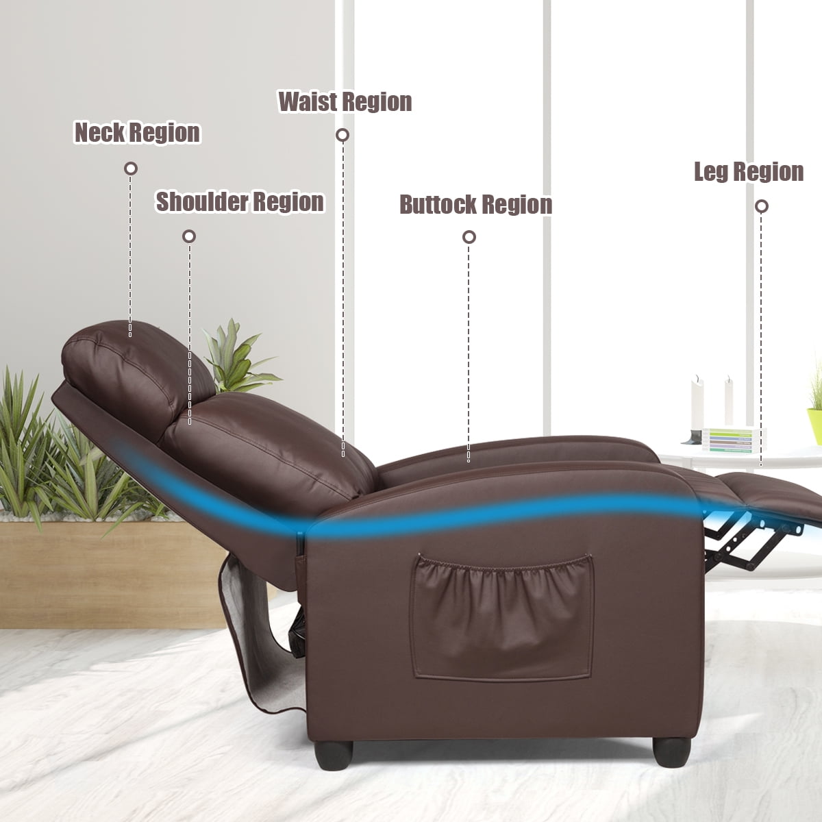 Vibrating Adjustable Massager Single Sofa Reclining Chair with Padded Seat