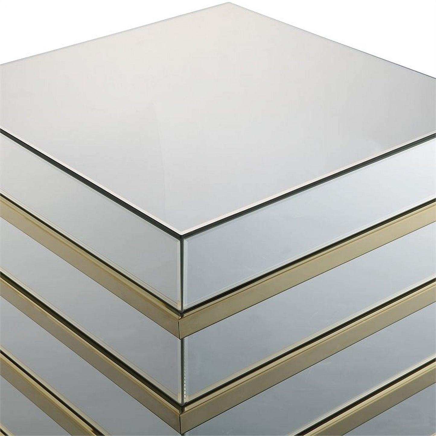 ACME Osma 19in Square Glass Top Mirrored End Table