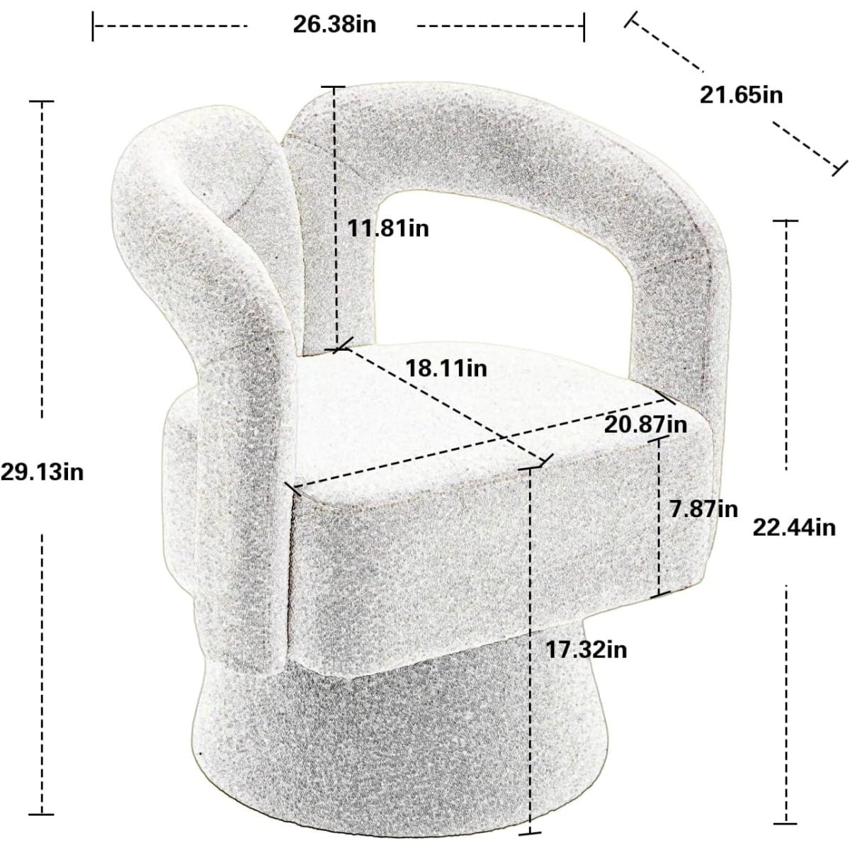 Tansole Swivel Accent Arm Chair Set of 2, Modern Boucle Upholstered 360 Degree Swivel Round Small Barrel Chair, Comfy Leisure Side Chair for Living Room, Bedroom,Light Gray,2