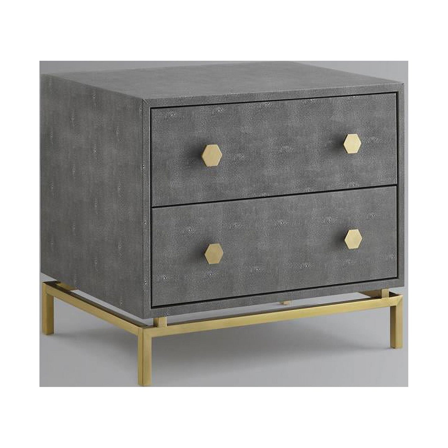 Taleah Faux Shagreen Side Table, Grey/Gold
