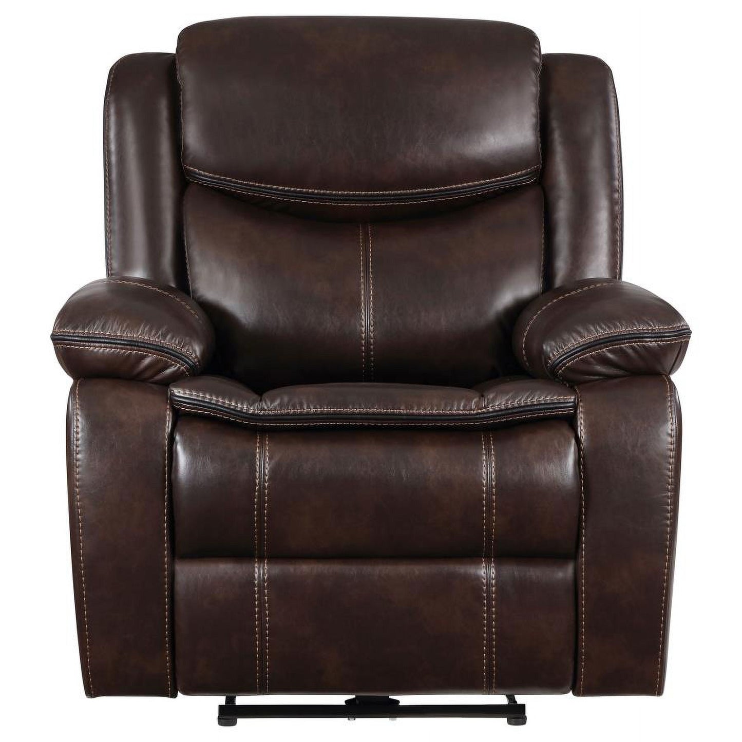 Coaster Sycamore Faux Leather Upholstered Power Recliner Chair Dark Brown