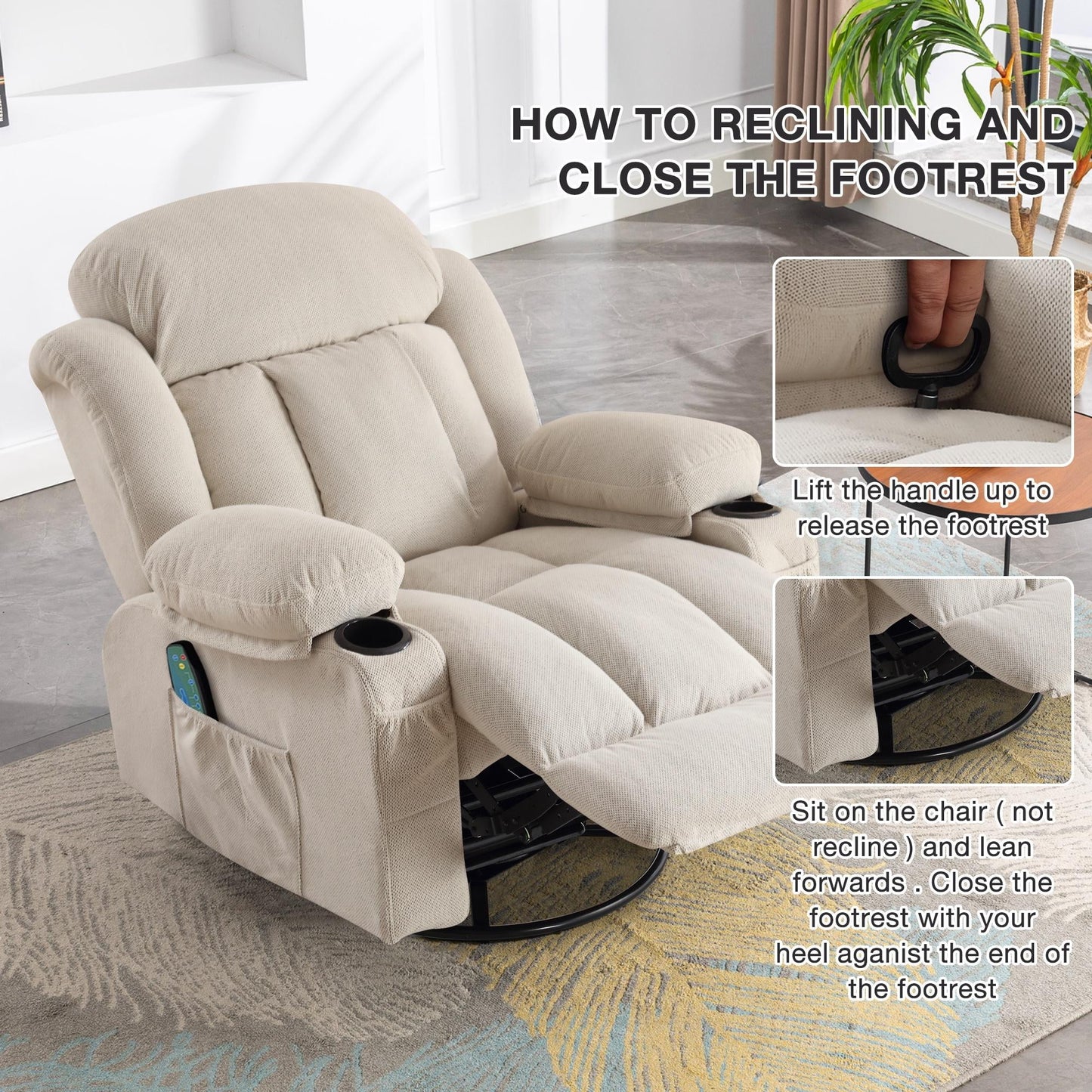 Deluxe Recliner for Elderly, Double Power, USB Charging, Side Pocket, Gray