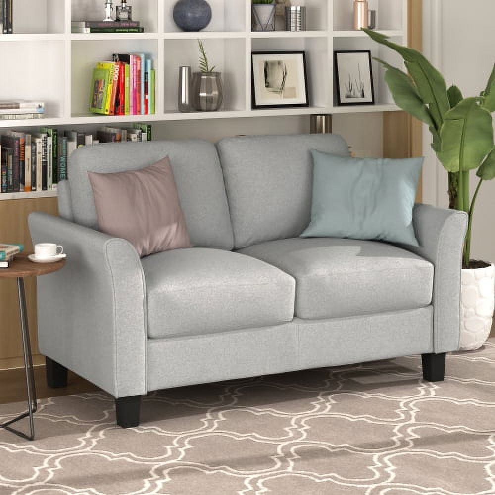 3 Piece Light Gray Sofa Set with Upholstered Fabric Armchair, Loveseat, and Couch