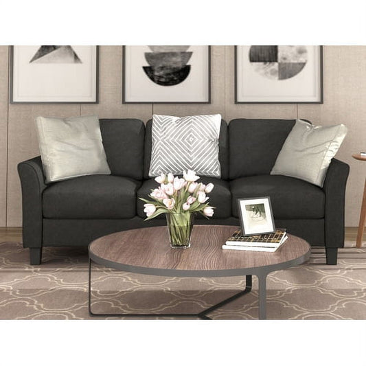 3 Piece Black Sofa Set including Armchair, Loveseat and Couch, Fully Upholstered Living Room Furniture