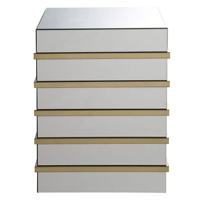 ACME Osma 19in Square Glass Top Mirrored End Table