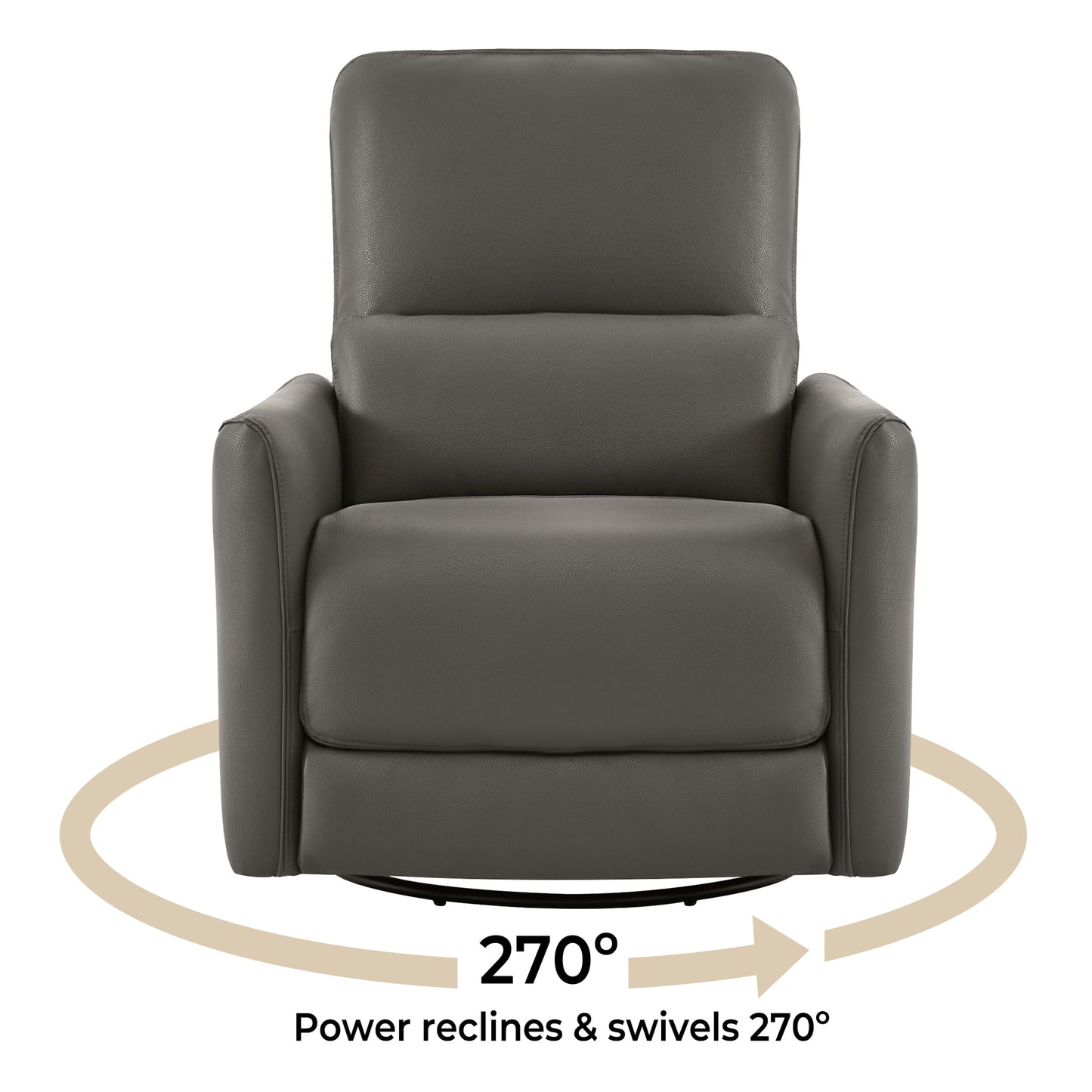Faux Leather Power Recliner, Nursery Swivel Glider Rocker with USB, Charcoal Gray for Living Room