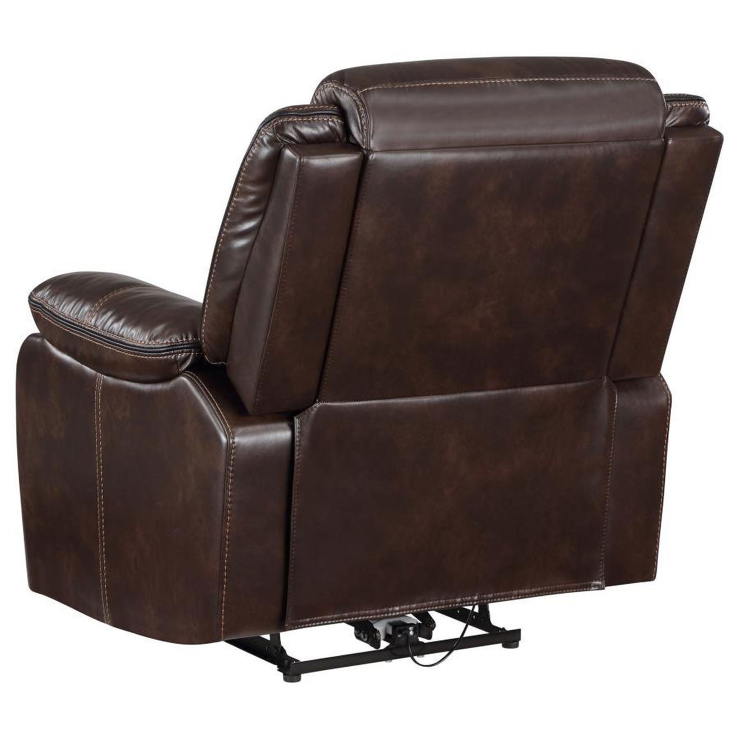 Coaster Sycamore Faux Leather Upholstered Power Recliner Chair Dark Brown